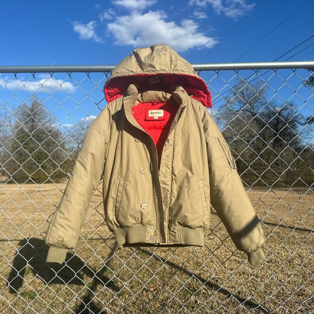 Red and Tan Puffer Jacket